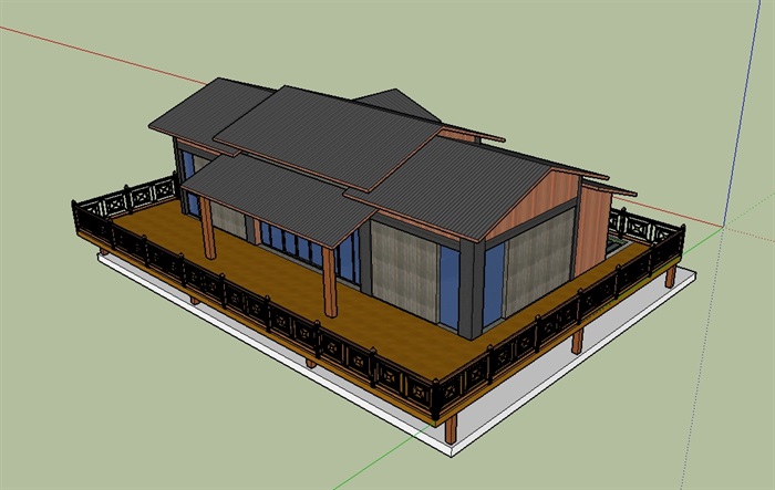 景区木屋详细建筑SU模型(4)