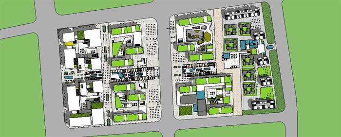 新型交流开放式住宅小区规划建筑su模型