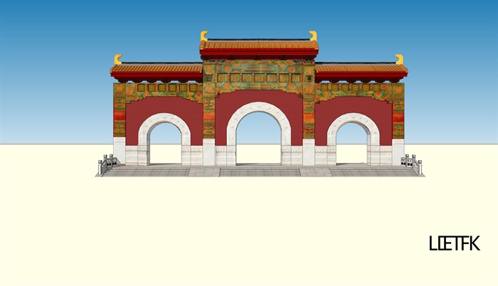 寺庙山门设计su模型