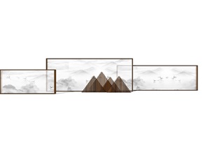 新中式新亚洲山水景墙多个设计SU(草图大师)模型