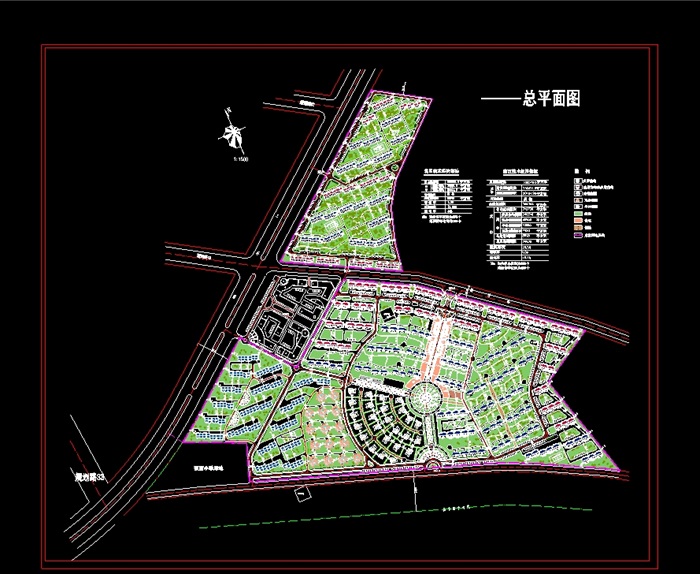 大型居住小区规划cad方案图(1)