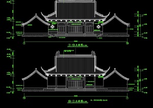 财神殿寺庙建筑设计cad全套施工图
