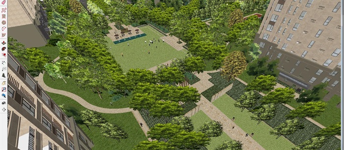 新古典风格万科粹叠园小区建筑与景观方案ＳＵ模型(3)