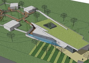 两个现代公园管理房建筑方案SU(草图大师)模型
