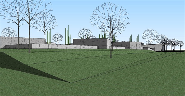 两个现代公园管理房建筑方案SU模型(3)
