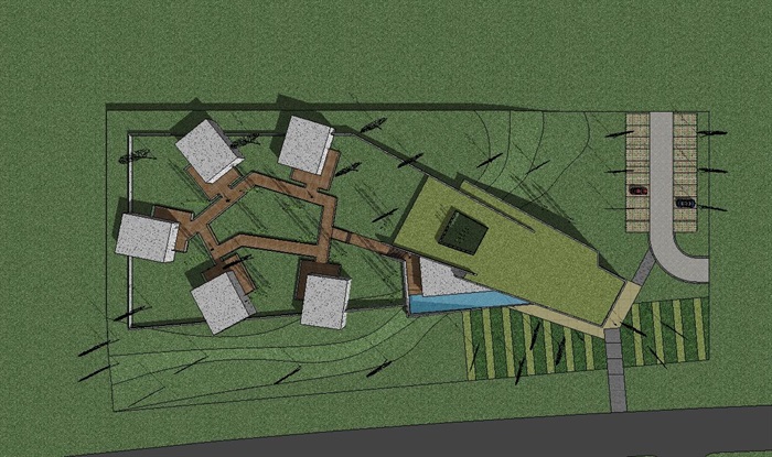 两个现代公园管理房建筑方案SU模型(6)