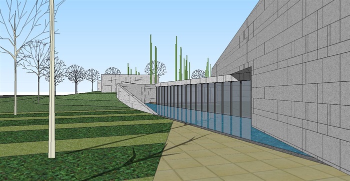 两个现代公园管理房建筑方案SU模型(7)