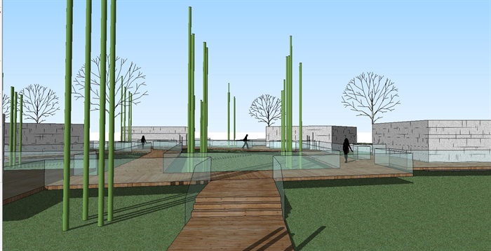 两个现代公园管理房建筑方案SU模型(9)
