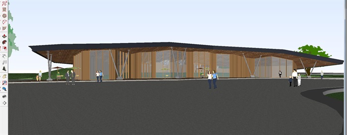 两个现代公园管理房建筑方案SU模型(11)