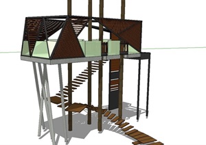 树屋独特经典建筑设计SU(草图大师)模型