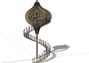 树屋休闲室建筑设计SU(草图大师)模型