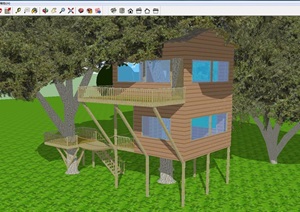 现代风格度假小树屋别墅ＳＵ模型