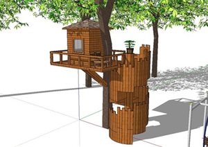 树屋独特居住建筑设计SU(草图大师)模型