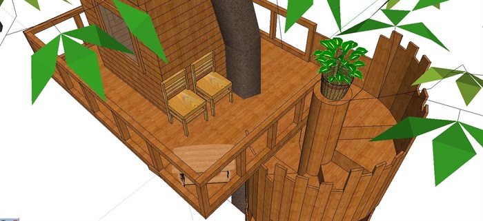 树屋独特居住建筑设计su模型