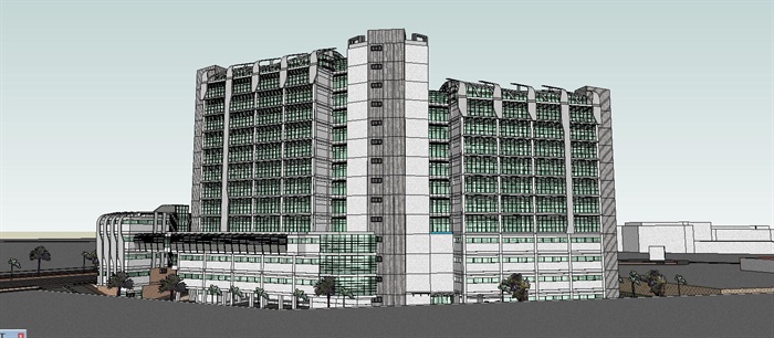 大型综合医院疗养院设计su模型
