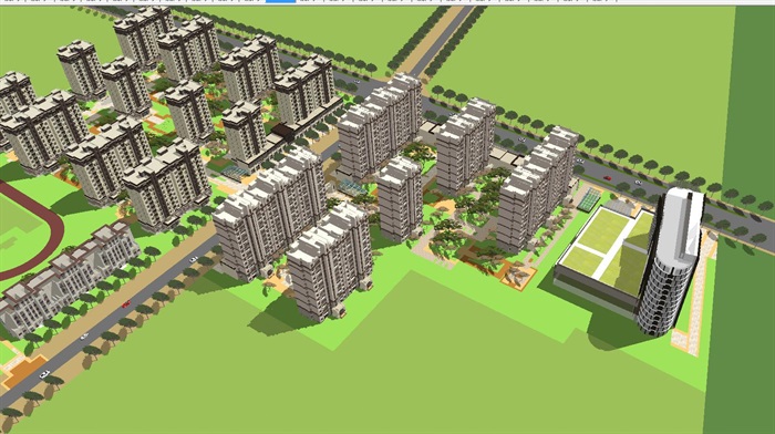 新古典风格住宅小区与配套小学建筑方案ＳU模型(2)