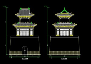 古典中式建筑—城楼设计cad施工图