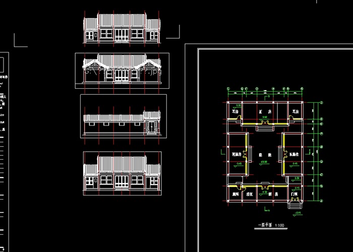 四合院民居详细建筑设计cad方案(1)