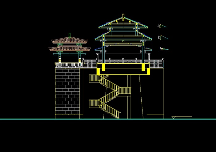 古城门建筑设计cad方案图(3)