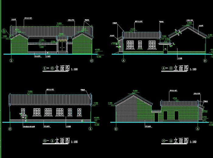 四合院住宅建筑设计cad方案图(1)