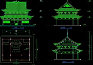 中式宝轮寺保护修复建筑cad方案