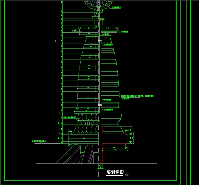 杉湖岛七层塔全套建筑cad施工图(2)