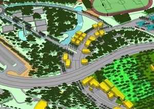 体育休闲运动公园完整规划建筑设计SU(草图大师)模型