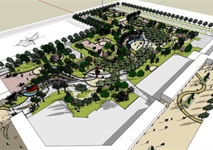 城市休闲公园景观设计SU(草图大师)模型