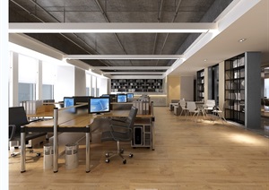 某现代风格办公空间设计cad施工及效果图