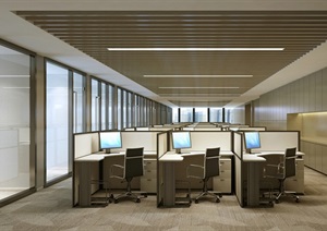 某现代风格办公空间设计cad施工图及效果图