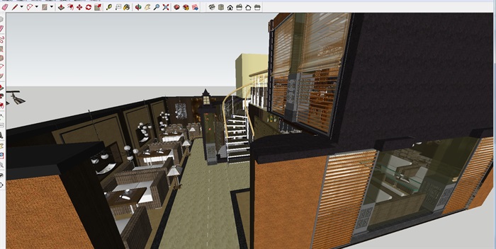 新中式咖啡厅餐馆室内方案SU设计模型(3)