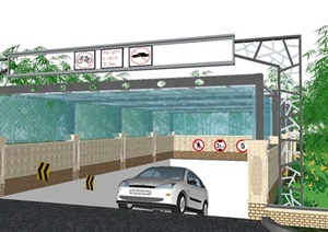 四个地下停车场入口方案SU(草图大师)设计模型