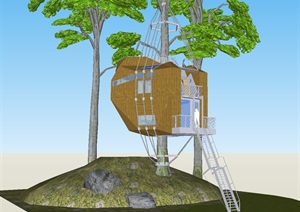 两个现代风格树屋建筑方案ＳＵ模型