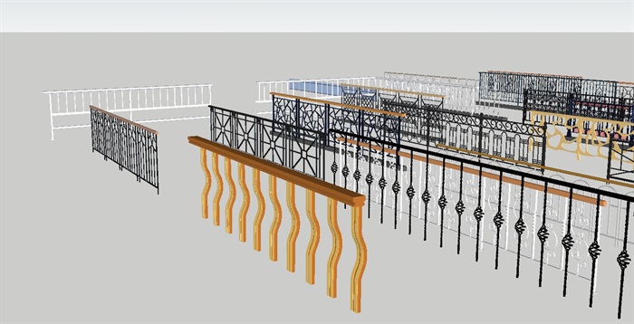 各种阳台防护栏杆合集SU设计模型(4)