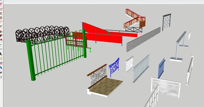 各种阳台防护栏杆合集SU设计模型(5)