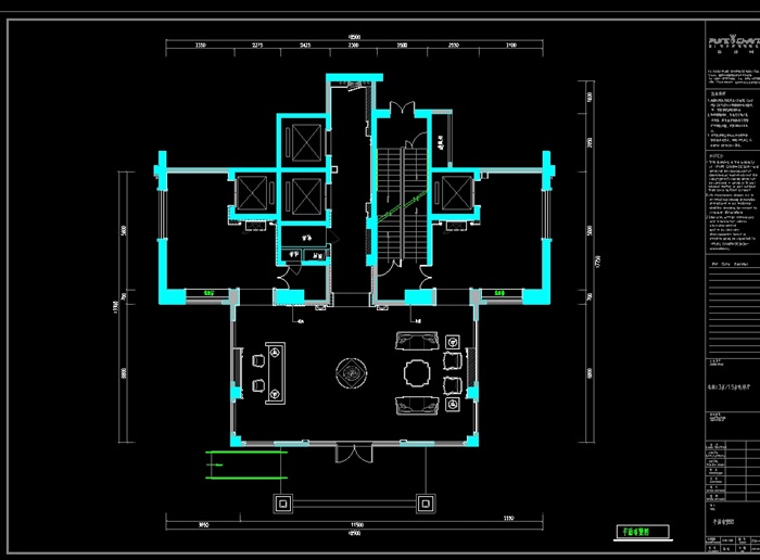 欧式风格名城电梯厅处设计cad施工及效果图(2)