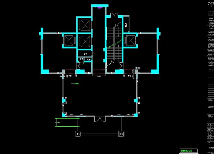 欧式风格名城电梯厅处设计cad施工及效果图(3)