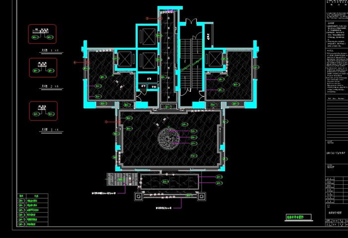 欧式风格名城电梯厅处设计cad施工及效果图(4)