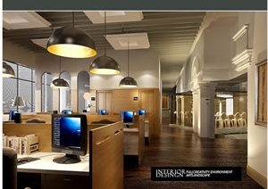 某现代风格豪华办公空间设计cad施工图丶带效果图