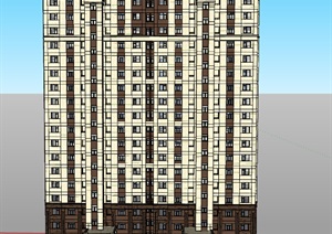 新古典风格详细住宅高层建筑SU(草图大师)模型