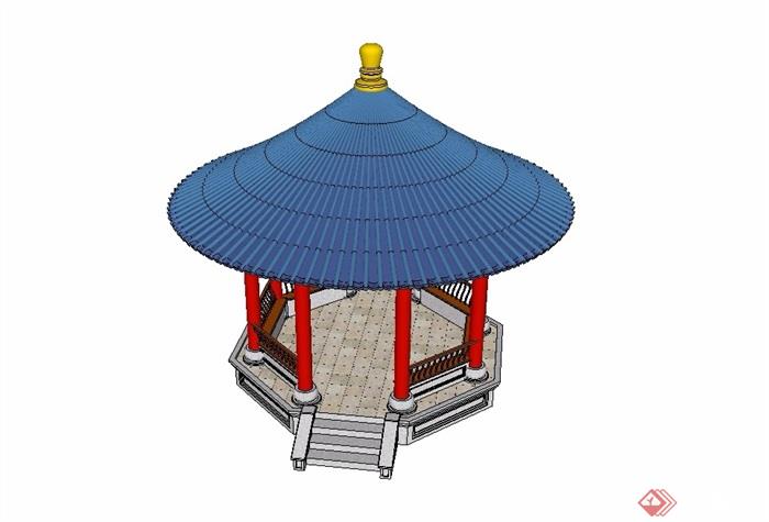 中式两个不同的亭子设计su模型