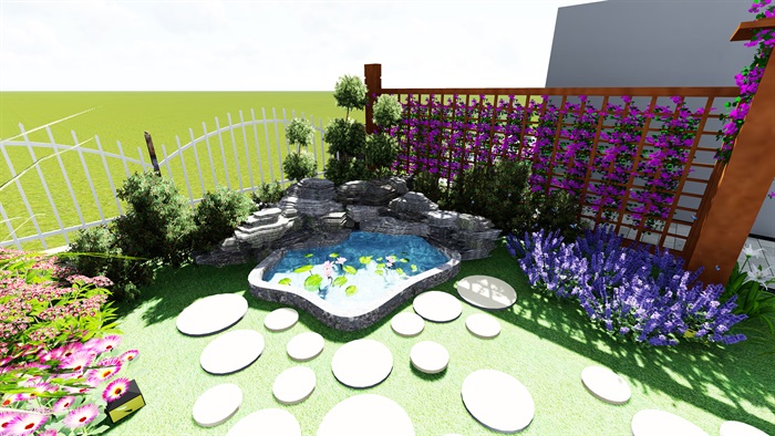 现代详细完整的庭院景观su模型