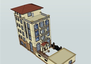 五层欧式霸气别墅建筑SU(草图大师)模型加CAD图