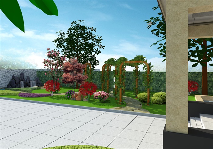 别墅花园sketchup模型 cad方案图 psd效果图