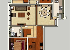 某详细住宅中式空间设计SU(草图大师)模型