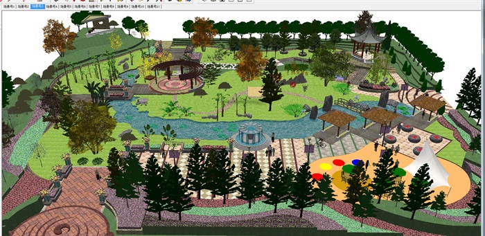规划作业——公园景观方案SU模型(1)