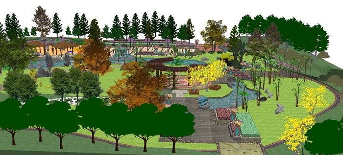 规划作业——公园景观方案SU模型(6)