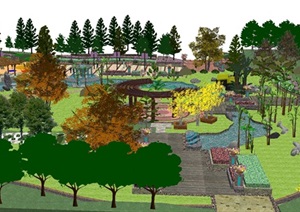 规划作业——公园景观方案SU(草图大师)模型