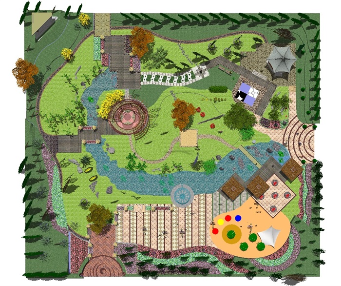 规划作业——公园景观方案SU模型(9)