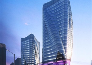 现代风格高层酒店建筑方案SU(草图大师)模型
